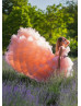 Peach Tulle Tiered High Low Stunning Flower Girl Dress